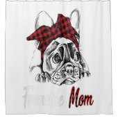 Mama Französischer Bulldog mit Kariertem Geschenk Duschvorhang (Vorderseite)