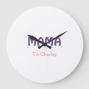 Mama frohe Mutter retro lila Namenstext vint Große Wanduhr