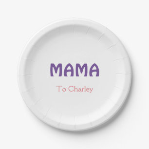 Mama frohe Mutter retro lila Namenstext vint Pappteller