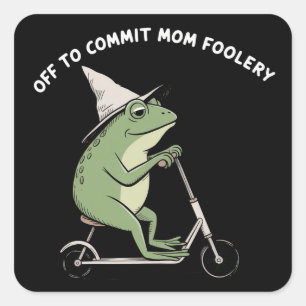 Mama Frosch auf dem Weg, um Mama-Albernheiten Roll Quadratischer Aufkleber