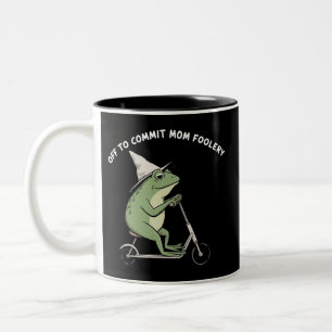 Mama Frosch macht sich auf, um Mama-Albernheiten R Zweifarbige Tasse
