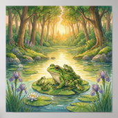 Mama Frosch und Fröschlein-Kinderkrippe Poster (Vorne)