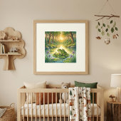 Mama Frosch und Fröschlein-Kinderkrippe Poster