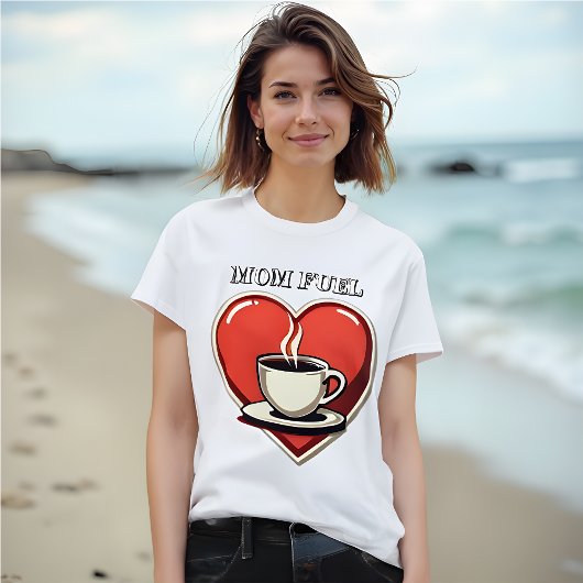 Mama Fuel - Retro Style Herz und Kaffee T-Shirt