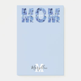 Mama Fügen Sie Ihren Namen und Monogram Blue Hydra Post-it Klebezettel