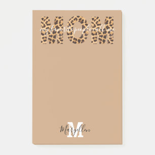 Mama Fügen Sie Ihren Namen und Monogramm Leoparden Post-it Klebezettel