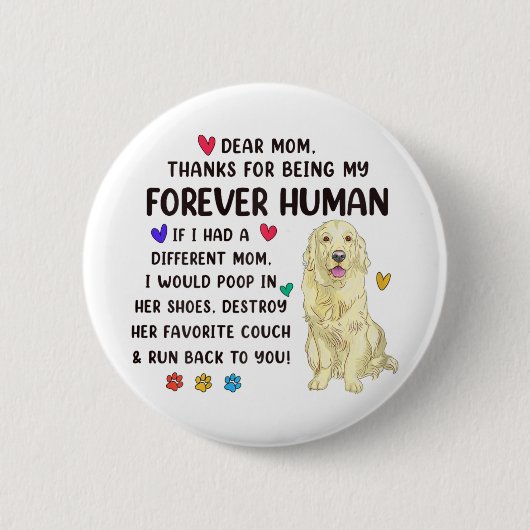Mama für die menschliche Creme Golden Retriever Mü Button (Vorderseite)