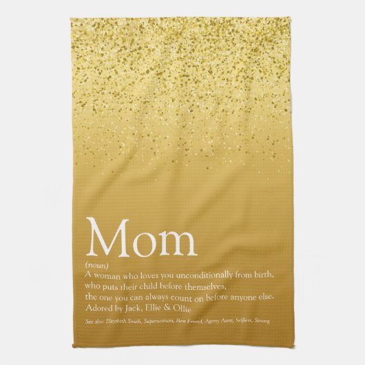 Mama für Gold-Glitzer Geschirrtuch (Vertikal)