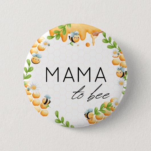 Mama für Honey Bumble Bee Baby Dusche Button (Vorderseite)