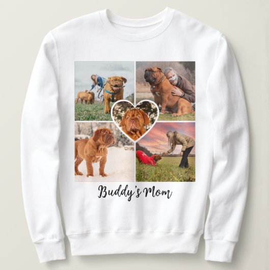 Mama für Hunde Custom 5 Foto Collage Grid & Heart Sweatshirt (Design vorne)