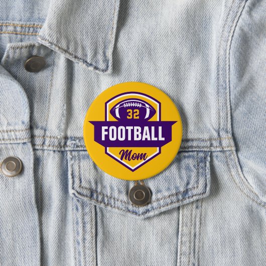 Mama für lila- und Goldfußball-Nummern Button (Beispiel)