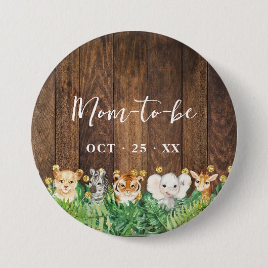 Mama für rustikale Safari-Babydusche Button (Vorderseite)