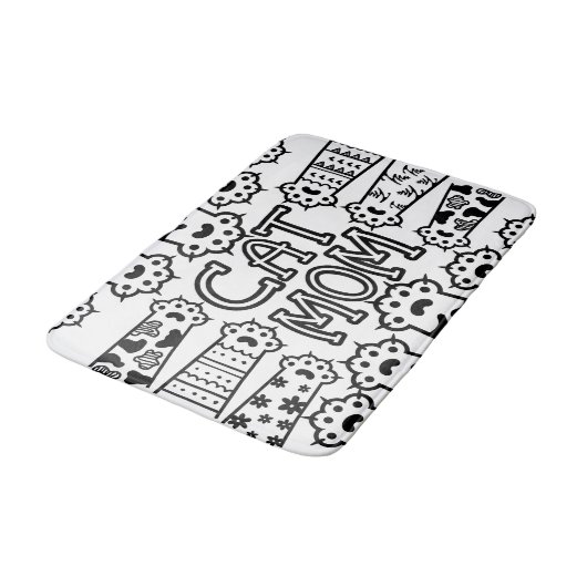 Mama für Schwarz/Weiß-Katzen - Druckdesign Badematte (Schrägansicht)