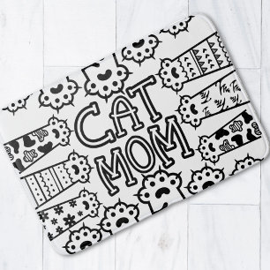 Mama für Schwarz/Weiß-Katzen - Druckdesign Badematte