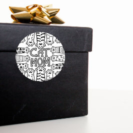 Mama für Schwarz/Weiß-Katzen - Druckdesign Runder Aufkleber