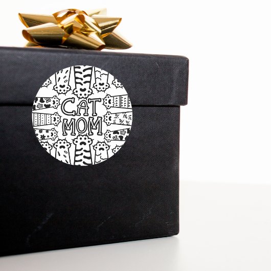 Mama für Schwarz/Weiß-Katzen - Druckdesign Runder Aufkleber