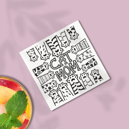 Mama für Schwarz/Weiß-Katzen - Druckdesign Serviette