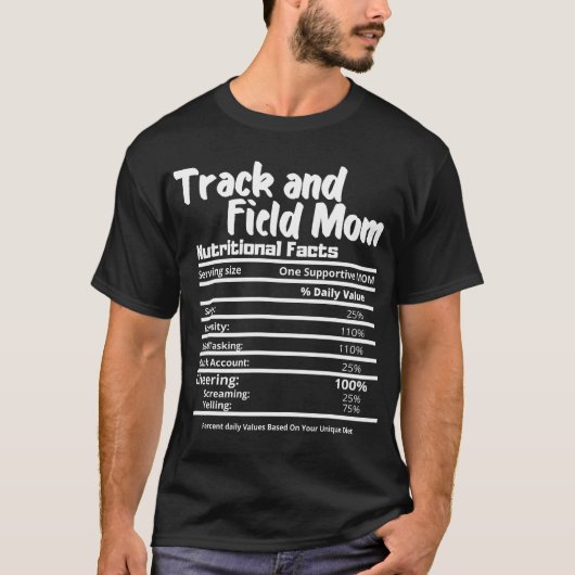 Mama für Track und Field Fact Label - Danke T-Shirt (Vorderseite)