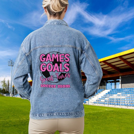 Mama Fußball-Ziele Große Zeiten Funny Jeansjacke