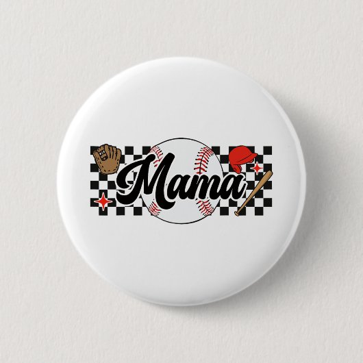 Mama Game Day Vibes Mütter Day Women Baseball Mama Button (Vorderseite)