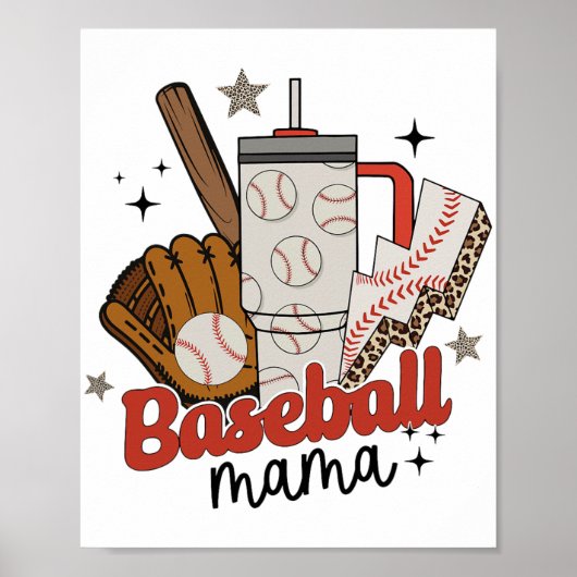 Mama Game Day Vibes Mütter Day Women Baseball Mama Poster (Vorne)