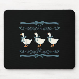 Mama Gans mit Baby-Gänsen Vintage Blaues Band Gans Mousepad
