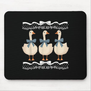 Mama Gans mit Baby-Gänsen Vintage Blaues Band Goo Mousepad