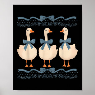 Mama Gans mit Baby Gänsen Vintage Blaues Band Goo Poster