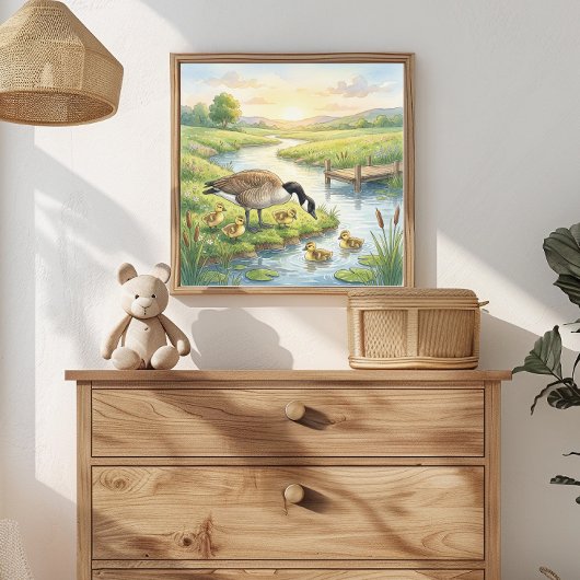 Mama Gans und Gösselchen Kinderkrippe Poster
