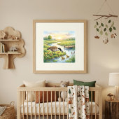 Mama Gans und Gösselchen Kinderkrippe Poster