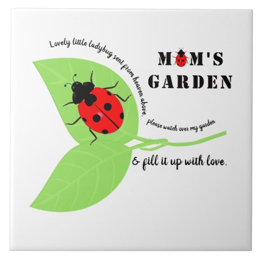 Mama Garden Ladybug Große Keramik Fliese (Vorderseite)