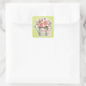 Mama Garten Blumen Quadratischer Aufkleber (Tasche)