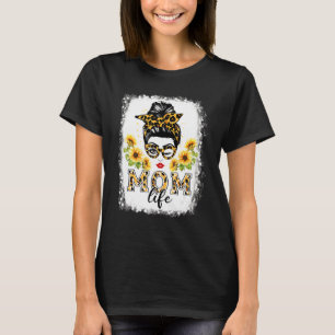 Mama gebleicht Sonnenblumen Messy Bun Mama Leben M T-Shirt