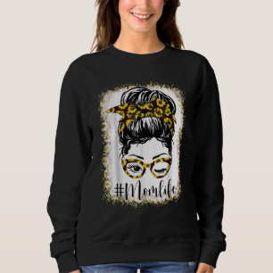 Mama gebleicht Sonnenblumen Messy Bun Mother Day Sweatshirt