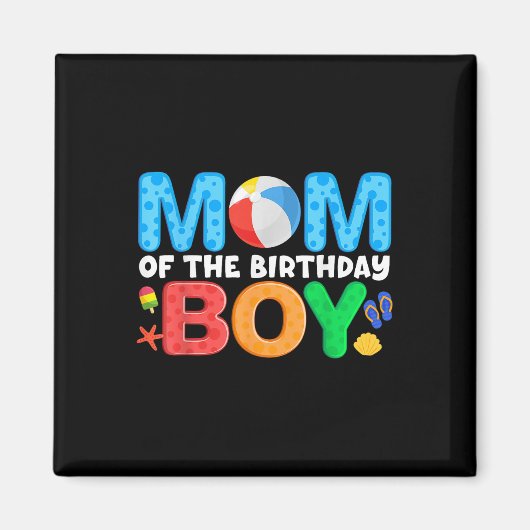 Mama Geburtstag Junge Kinder Beach Ball Themenpool Magnet (Vorne)