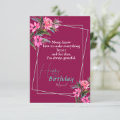 Mama Geburtstag Rosa Blume Karte (Stehend Vorderseite)