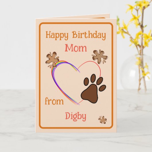 Mama Geburtstag vom Hund Karte (Gelbe Blume)