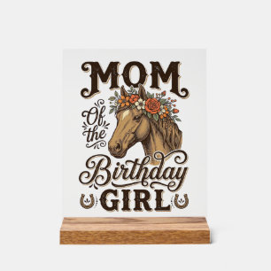 Mama Geburtstags Mädchen Floral Pferd Western Vint Acrylschild