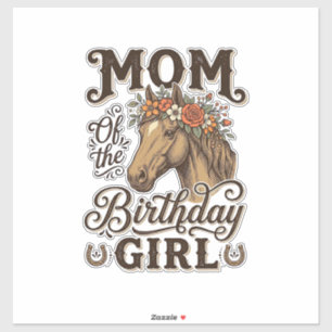 Mama Geburtstags Mädchen Floral Pferd Western Vint Aufkleber