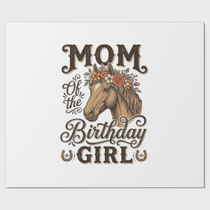Mama Geburtstags Mädchen Floral Pferd Western Vint Geschenkpapier