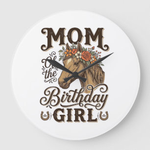 Mama Geburtstags Mädchen Floral Pferd Western Vint Große Wanduhr