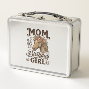Mama Geburtstags Mädchen Floral Pferd Western Vint Metall Brotdose