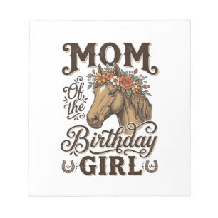 Mama Geburtstags Mädchen Floral Pferd Western Vint Notizblock