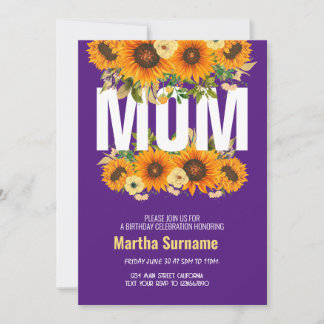 Mama Geburtstagsfeier Lila Blume Einladung