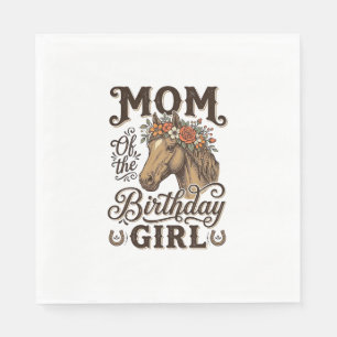 Mama Geburtstagsmädchen Florales Pferd Western Vin Serviette