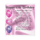 Mama Gedicht - 65. Geburtstag Notizblock (Vorderseite)