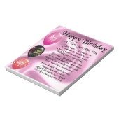 Mama Gedicht - Happy Birthday Notizblock (Rotiert)