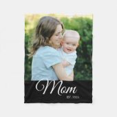 Mama Gegründet Skript Schwarzes Foto-Geschenk Fleecedecke (Vorderseite)