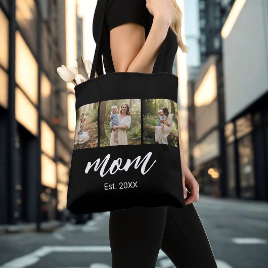 Mama gegründetes Skript Schwarz 3 Foto Tasche