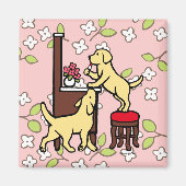 Mama Gelbe Labrador Puppy Duo Magnet (Vorne)